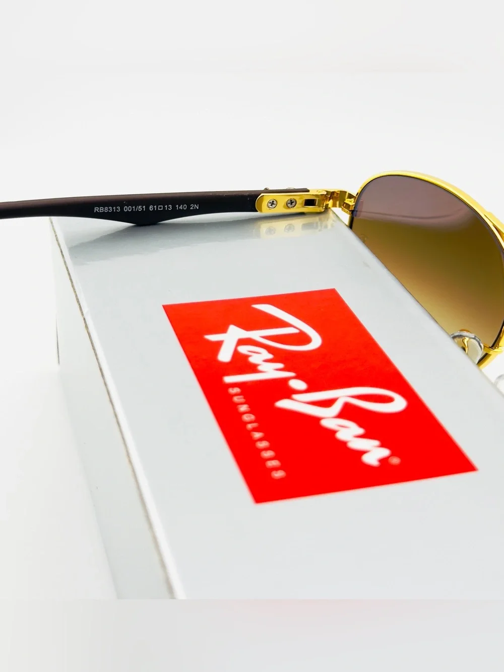 Ray-Ban Scuderia Ferrari Sunglasses RB8313M Gold Frame Brown Gradient Lenses New